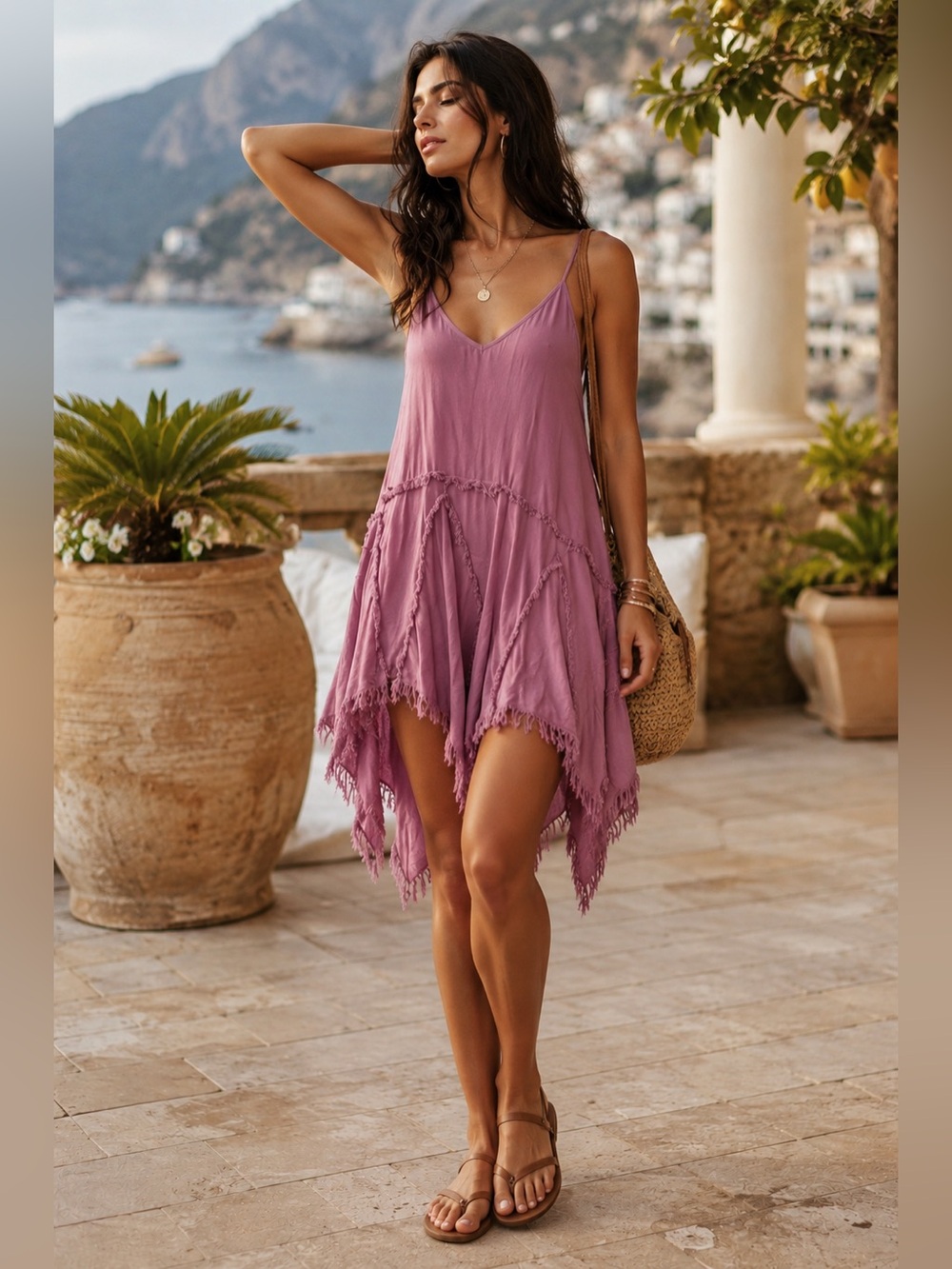 Women’s Lavender Sleeveless V-Neck Summer Dress